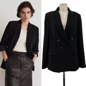 Madewell The Rosedale Blazer‎ in Crepe in Black Size 12